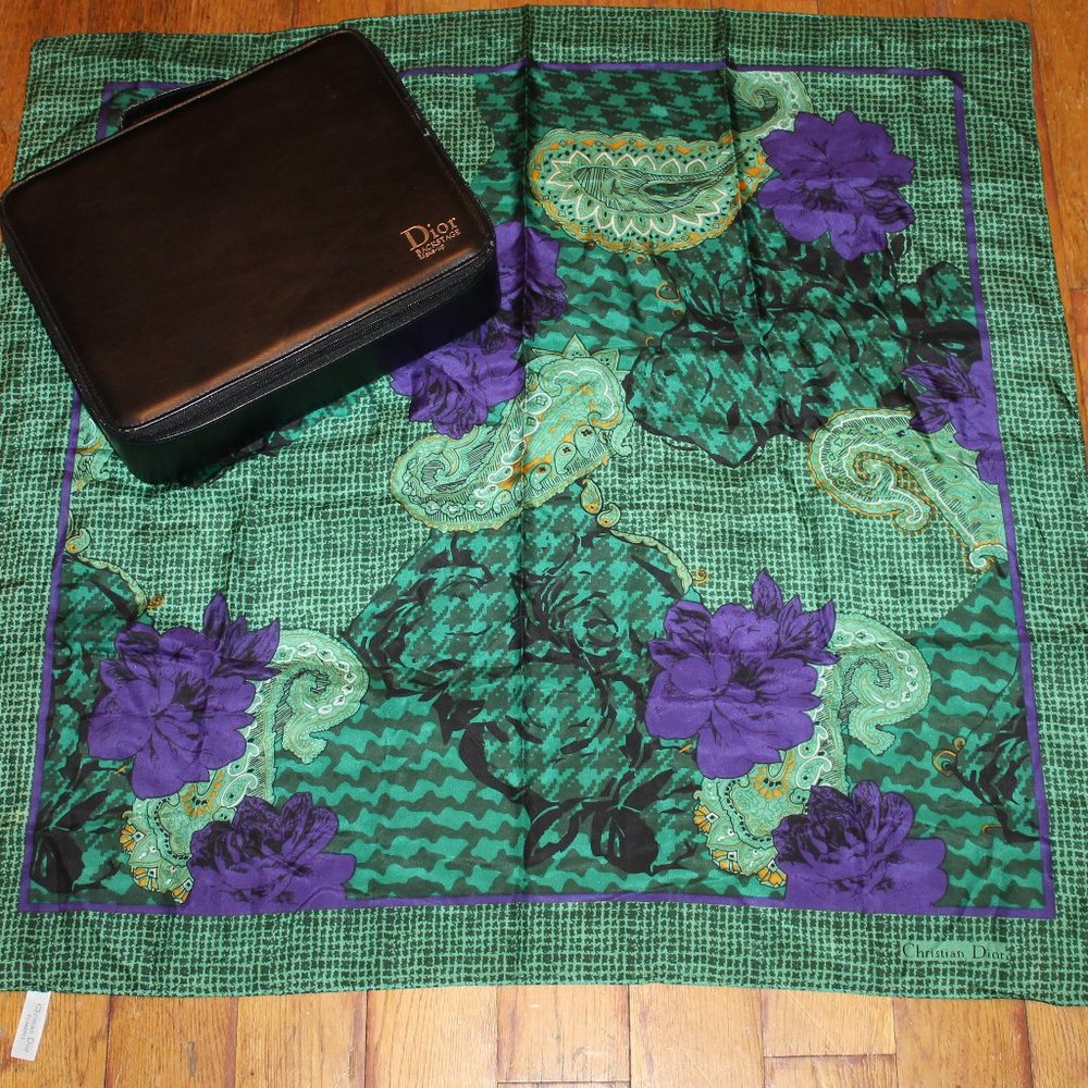 Christian Dior Silk Scarf + Backstage make-Up Case